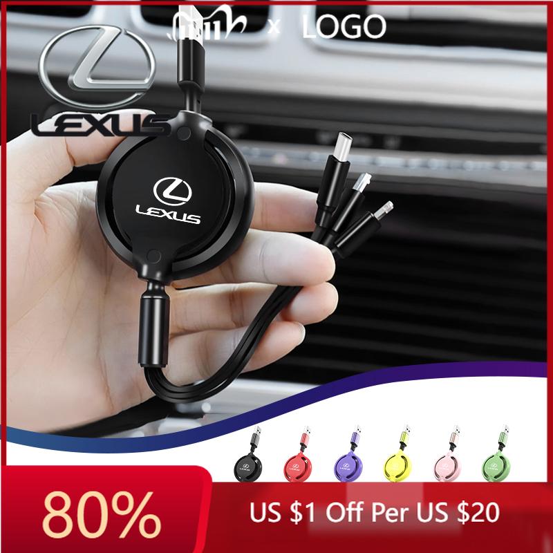 2026 Hot Interior Stickers Car 3-in-1 Charger Data Cable Type C USB Interface Charging Line Interior For Lexus CT ES GS NX IS250