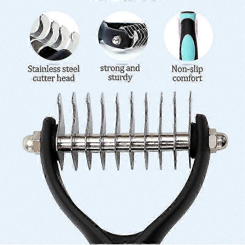 Pet Grooming Tool Dematting Comb For Dogs Cats 2 Sided Undercoat Rake