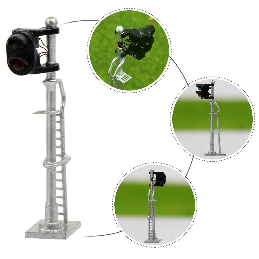 Set of 3 1:150 Silver Metal Traffic Lights, Dual-Light Traffic Signals, for Model Trains, Buildings, Dioramas, and Educational DIY Projects