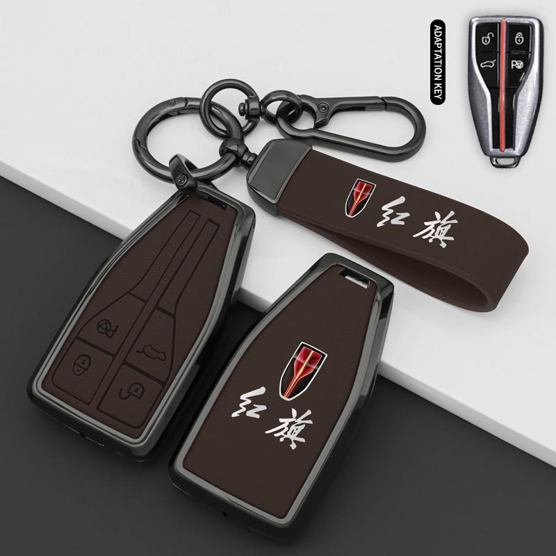 Zinc Alloy Leather Car Key Cover Case Bag For Hongqi Hs5 H5 H9 Hs7 H7 L5 Hs3 L9 Holder Shell Protector Keychain Accessories
