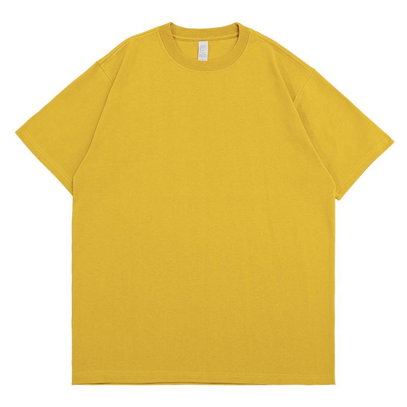 400g Heavyweight Pure White Long-Staple Cotton Summer Short-Sleeve Loose Crew Neck Base Layer T-Shirt