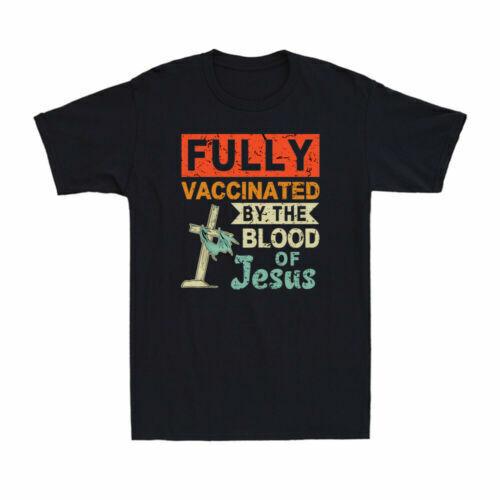 Fully Vaccinated By The Blood Of Jesus Funny Christian Vintage Men s T-Shirt XXXL