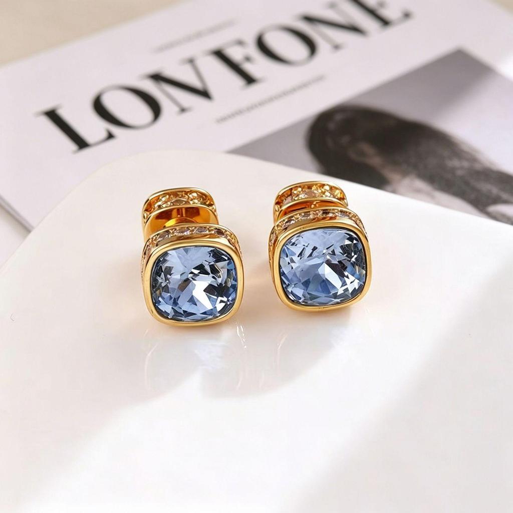 Yanbai French Retro Zircon Stud Earrings - Simple, Versatile, Luxurious Design for Women