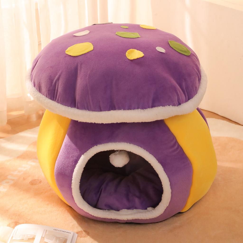 Pet Winter Warm Kennel Mat Crystal Super Soft Fully Enclosed Mushroom Nest Pet Bed Pet Supplies Cat Nest