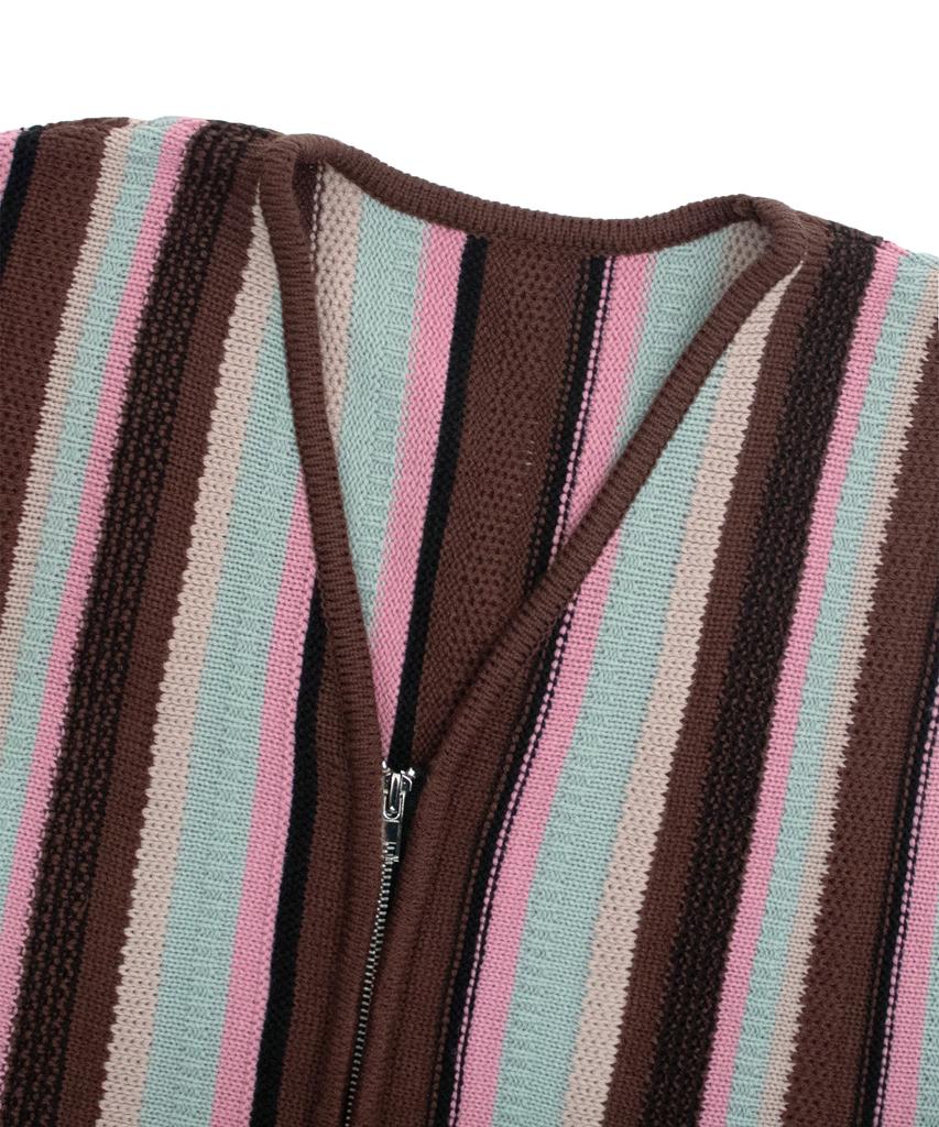 Cactusdonutmarket Vertical Stripe Knit Vest - Brown