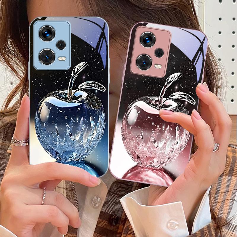 Transparenter Kristall-Apfel für Xiaomi 14 Ultra 13 Lite Redmi Note 13 11 Pro 12 Plus Poco X6 3 Pro F4 6 GT Gehärtete Handyhülle