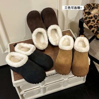 2025 neue Samt warme Baumwollschuhe Freizeitkleidung weiche Sohle ein Pedal Lazy Bag Kopf Hausschuhe flauschige Schuhe