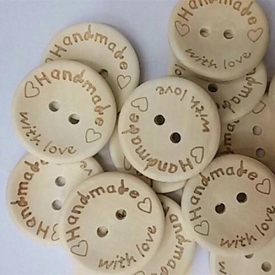 100Pcs/Set Wood Butterfly Love Heart Letter Carved Sewing Scrapbooking Buttons