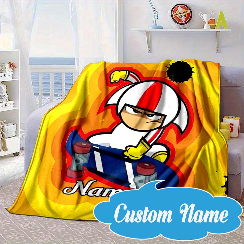 Custom Name Skateboard Adventure Buttowski Blanket bed sofa Blanket Flannel Blanket for Camping, Hiking, Picnic Essentials,gift for Fan family