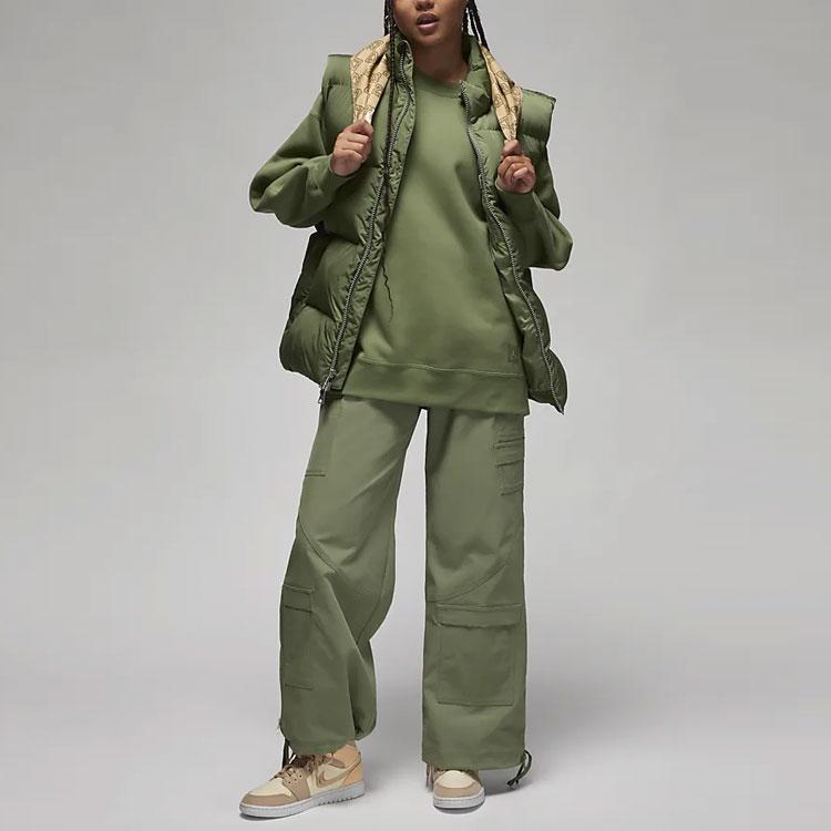 Jordan Flight Solid Color Crew Neck Fleece Sweatshirt Women Sweatshirt Green FB5117-340