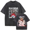 Vintage Washed MGK Lost Americana Tour  Print Tshirts Men Women Harajuku High Quality Fashion Oversized Cotton T Shirt