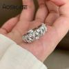 Wosikate Light Luxury Temperament Brushed Wave Ring For Women High Sense Micro-Set Zirconia Open Finger Ring Fashion Jewellery