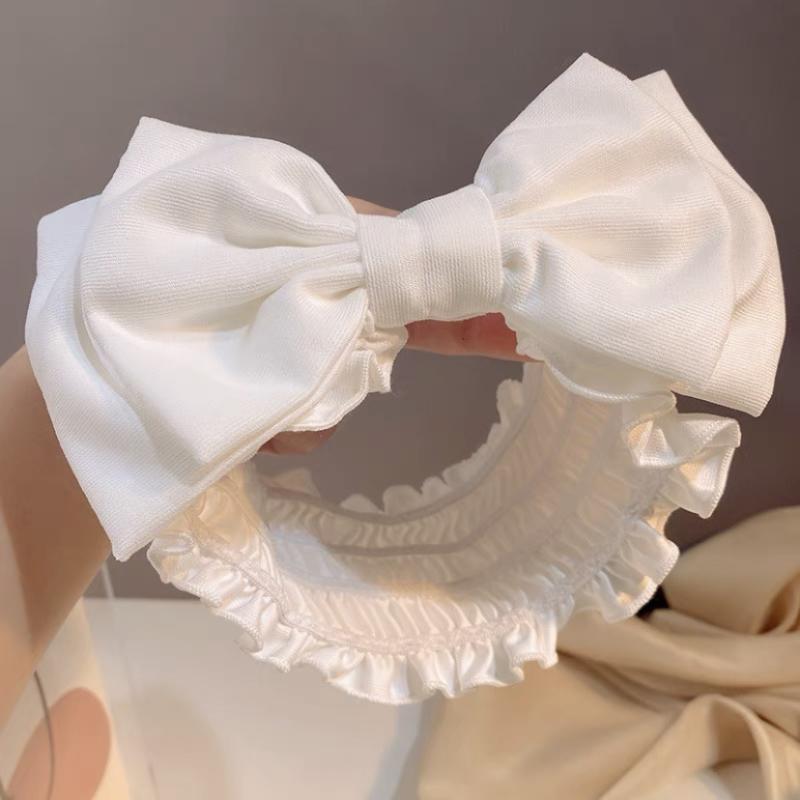 Thin Wide Edge Double Layer Bow Lace Headband Lightweight Hair Accessory for Women Makeup Facial Treatment