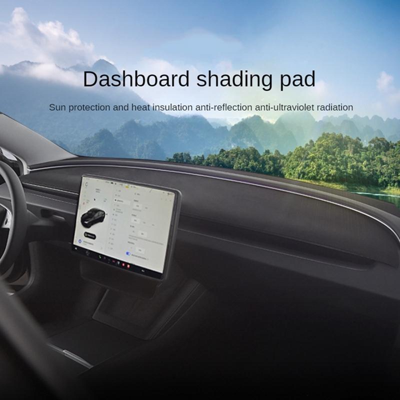 A65P-For Tesla Model 3 Highland 2024 Car Dashboard Cover Anti-Slip Anti-Light PU Dash Mat