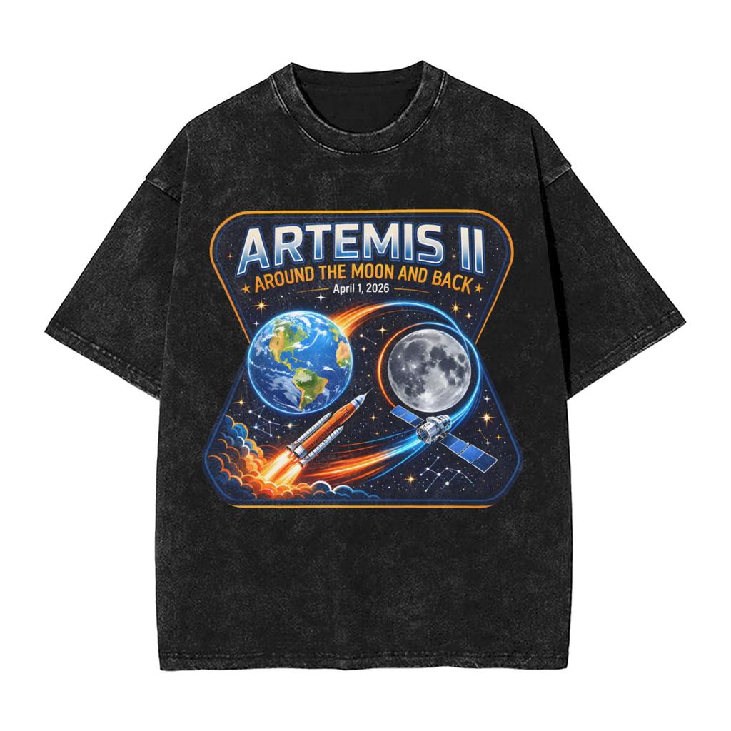Vintage Tshirt Artemis Ii April 1 2026 Moon Mission Space Exploration Cotton Tshirts Fashion Tee Shirt Man Summer Y2k Tops
