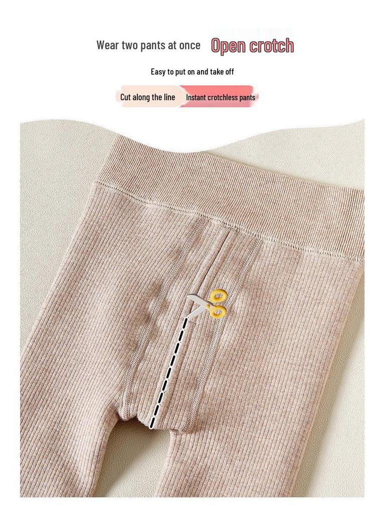 Girls' Fleece-Lined Warm Pants with Fur-Trimmed Cuffs for Autumn and Winter