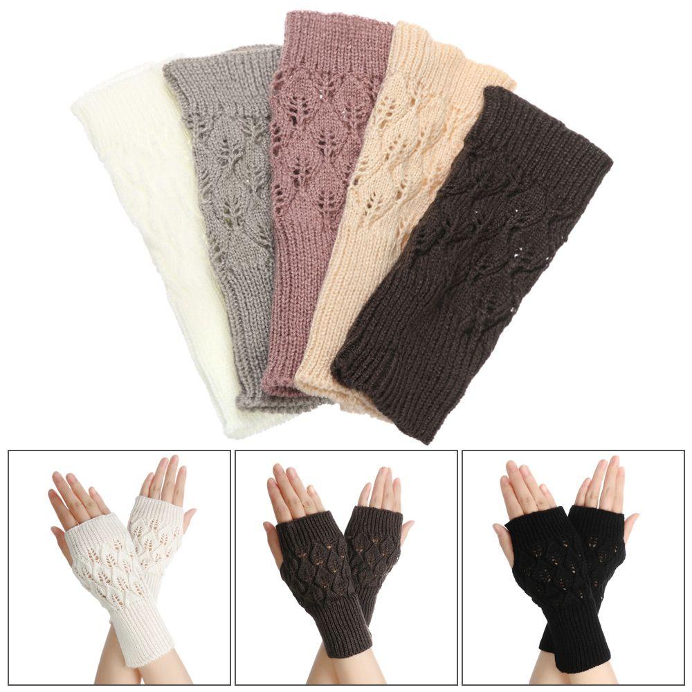 Women Girl Winter Autumn Warm Fingerless Knitted Wool Glove Wrist Gloves Exposed Finger Half Mitten