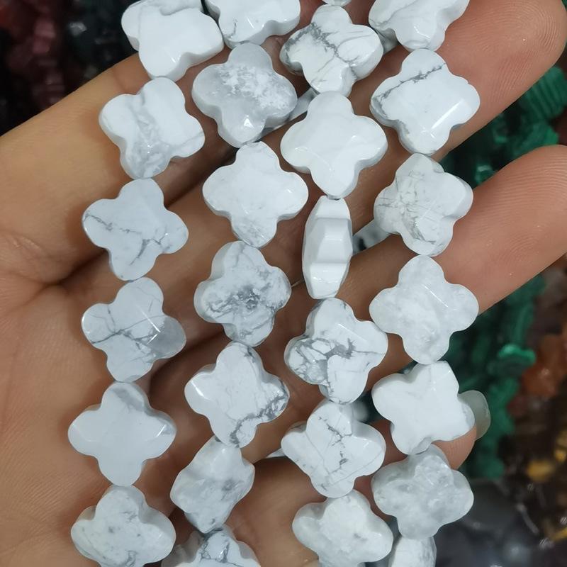 12mm Natural Agate Tiger Eye Four-Leaf Clover Faceted Beads for DIY Jewelry Making
