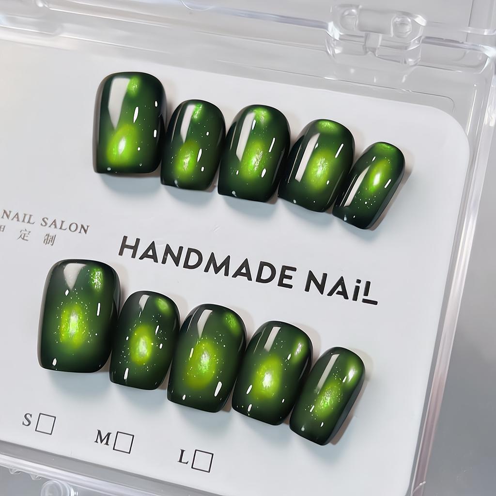 Press-On-Nägel Quadratische Falschnägel mit Glitzer-Design Künstliche Acrylnägel Glänzende Falschnägel Vollabdeckung Aufkleb-Nägel Klebe-Nägel für Damen