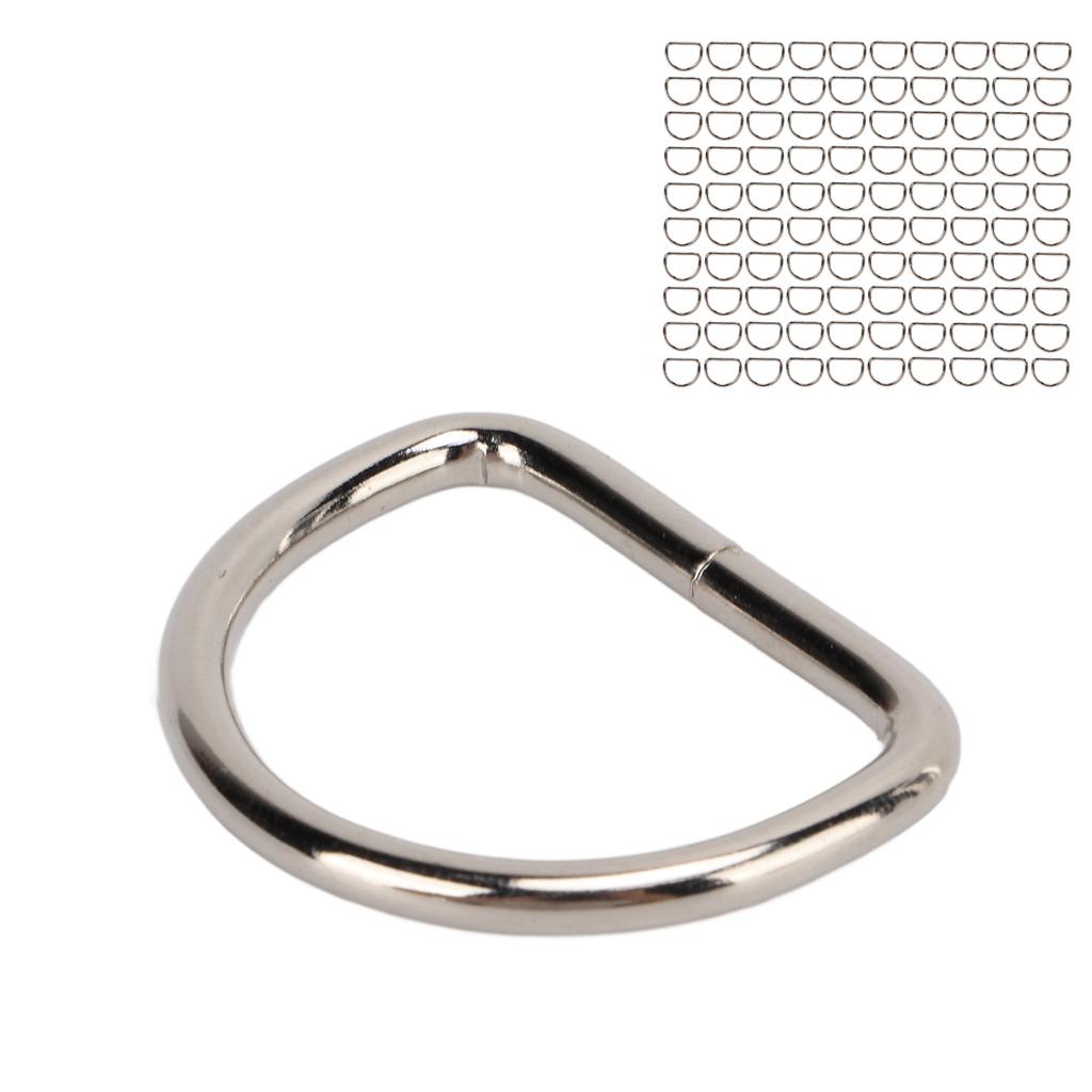 100 st Metall D-ringar Kraftig Hundhalsband D-formade Klämmor för Husdjur Bagage Bröstrem
