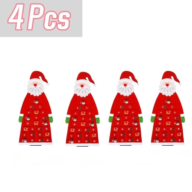 24 Day Advent Calendar Santa Felt Pendant for Christmas Decoration Pendant Countdown  Holiday Wall Calendar Home Decoration