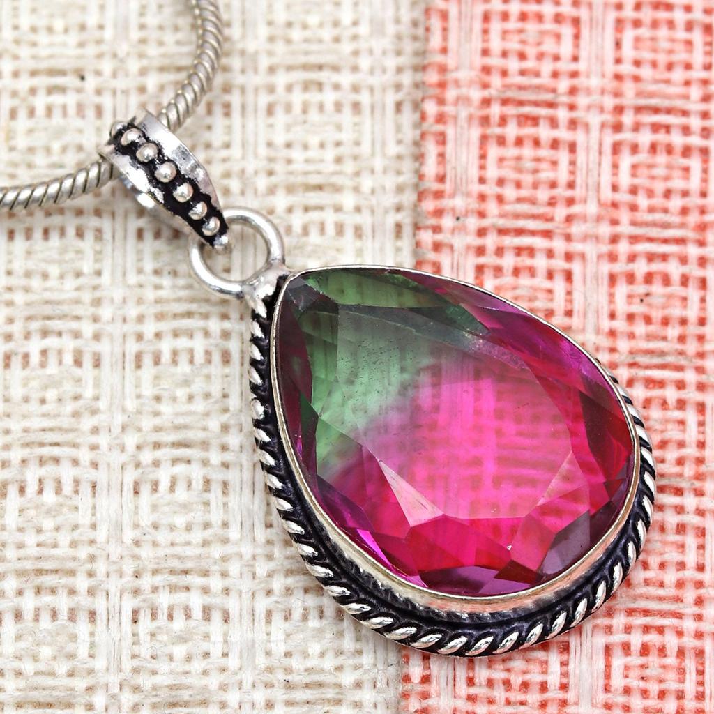 Bio-Tourmaline Quartz Jewelry Set 18-20'' Handmade For Womens Unisex New