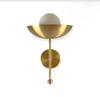 Modern Brass Wall Sconce Mid Century Globe Wall Light Fixture Home Decor Bedside Sconce Lamp Handmade Frosted Glass Shade Vanity Lamp