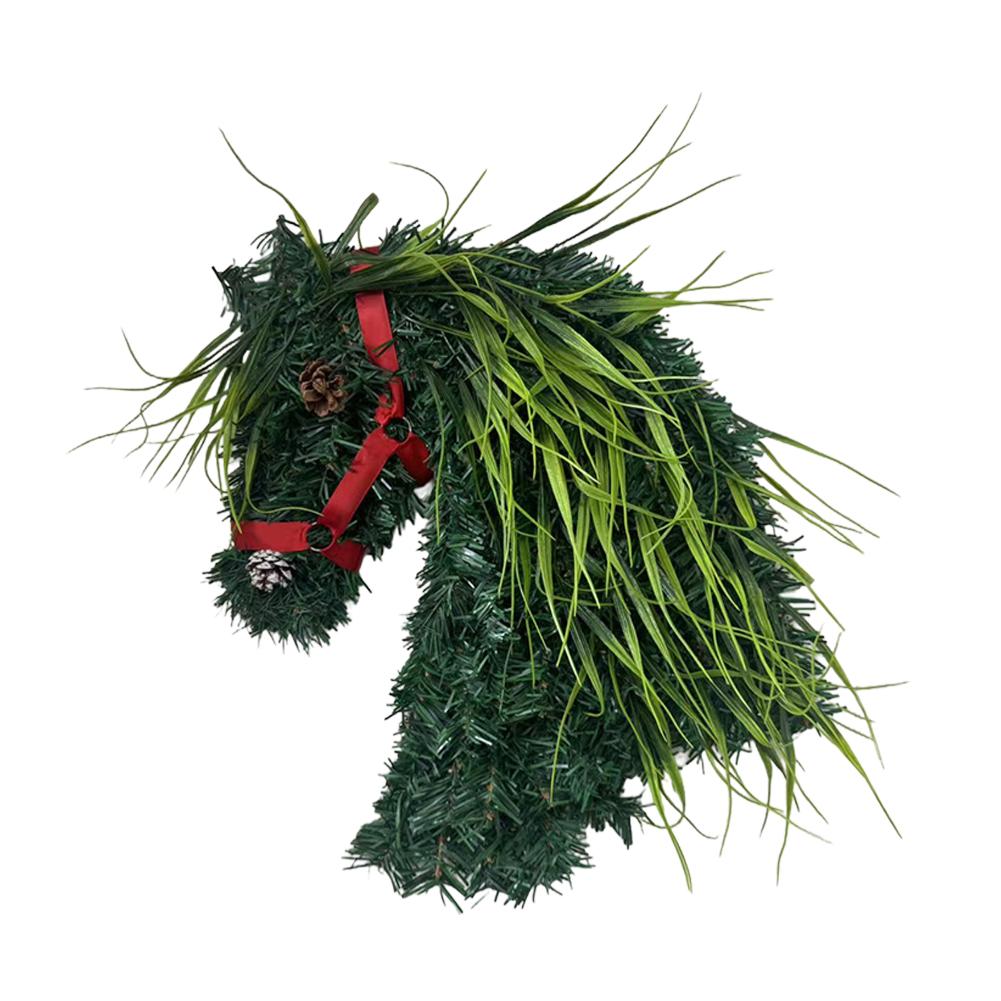 

Зимовий Штучний Вінок-Голова Коня Штучна Гірлянда з Кедра Декор для Каміна, Стіни, В приміщенні та на вулиці Різдвяні, Новорічні Прикраси Орнамент