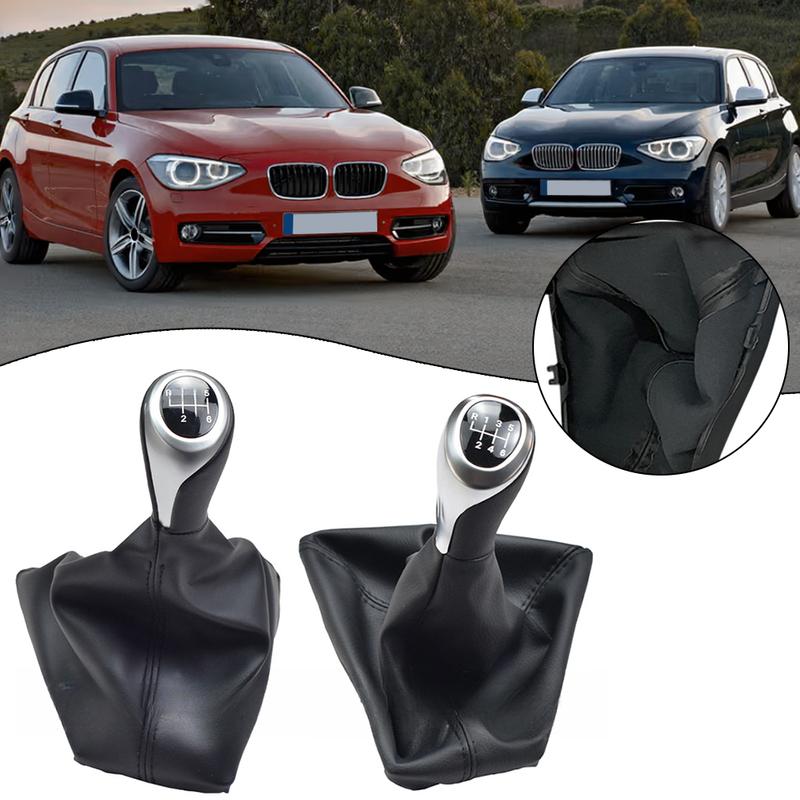 Pomello del Cambio Manuale a 6 Marce dall'Aspetto Personalizzato per BMW Serie 1 F20 F21 2011 2016 con Soffietto in Pelle Accessorio Interno Nero Argento