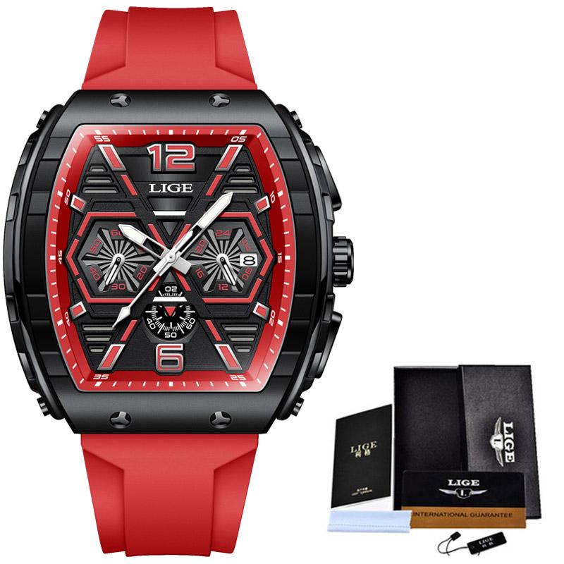 

Mens Watches Top Brand Luxury Military Quartz Watch For Men Fashion Silicone Waterproof Chronograph Clock Male Montre Homme червоний