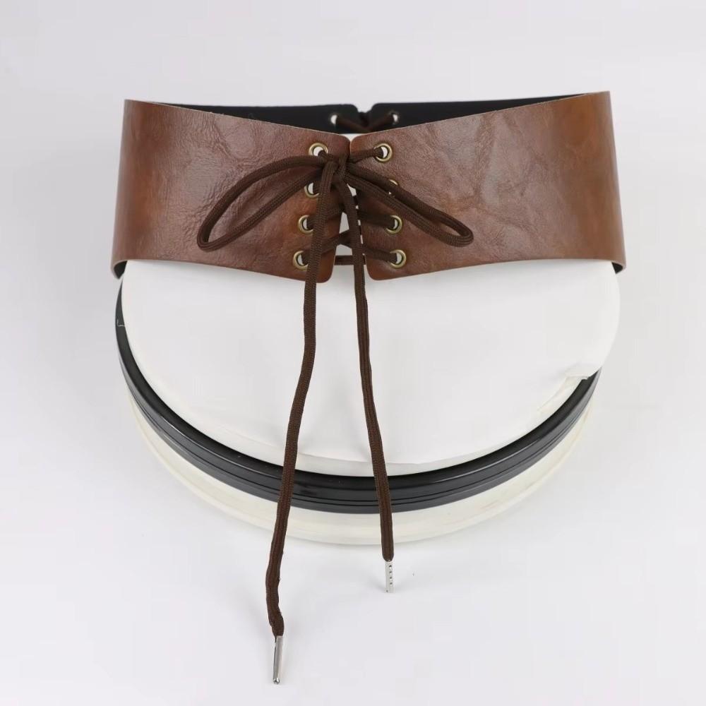 Fashion European Court Style Leather Corset Belt Adjustable Tying Rope Wide Waist Belt Waist Strap Medieval Costume