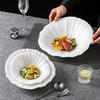 Pure White Flower Shape Slanted Edge Bowl Ceramic Salad Bowl Thick Soup Bowl Vegetable Bowls Noodle Bowls Specialty Tableware