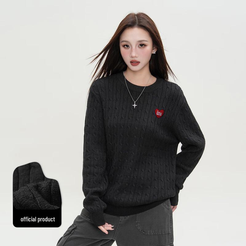 

Izzue Women s Heart Pattern Round Neck Sweater 3XL