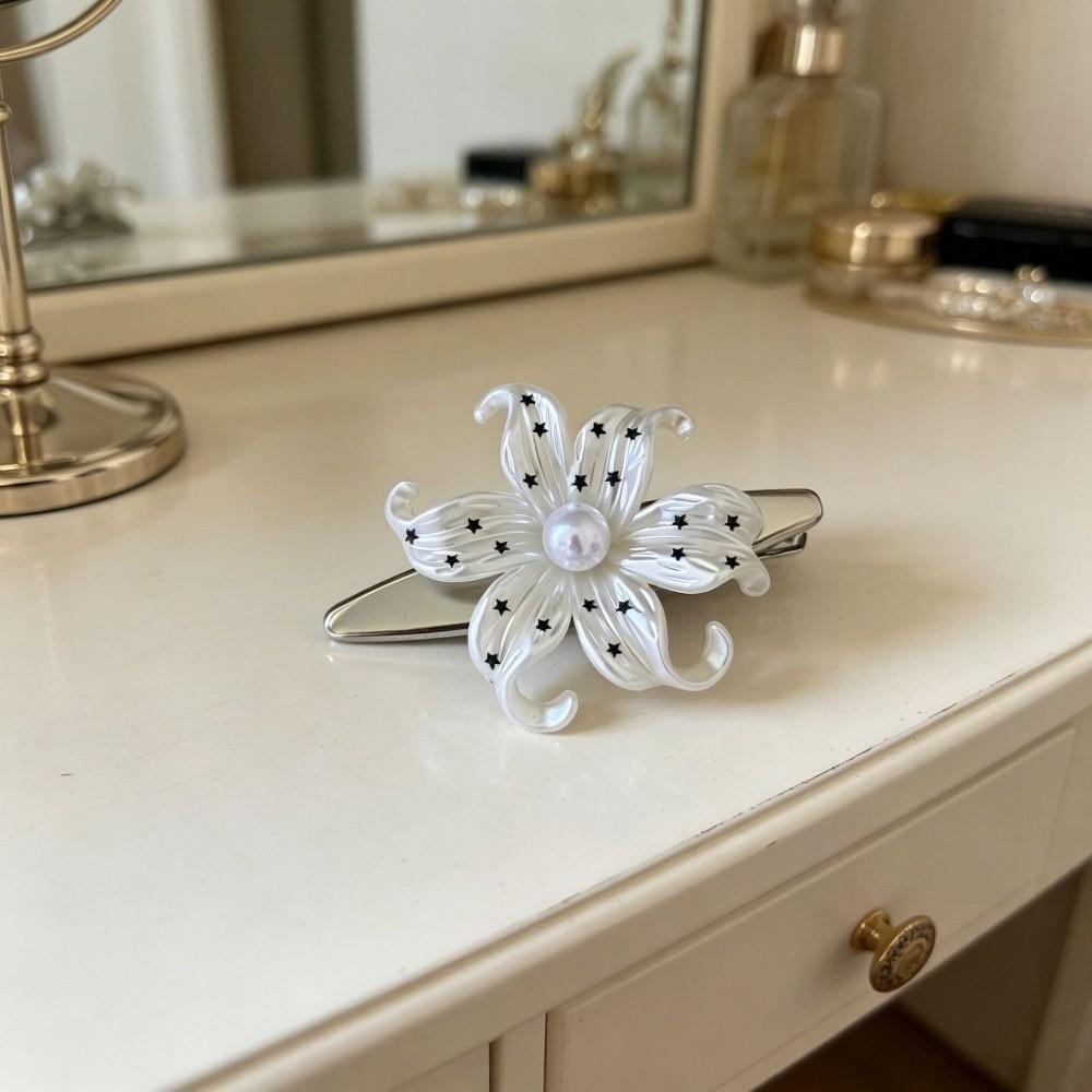 Star Print Flower Hairpins Pearl Vintage Side Clip Fashion Flower Hair Clips Hair Accessories