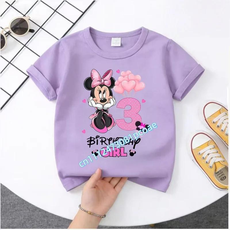 Mickey Mouse Child Birthday Clothes Girl Boy Number T Shirt Cartoon Print Kids Tee Baby Top Summer Infant Cute Short Sleeve Gift