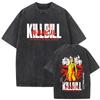Washed Vintage T-shirt Kill Bill Movies Tshirt  Women Fashion Oversized Streetwear Male Casual Cotton Short Sleeve T Shirts
