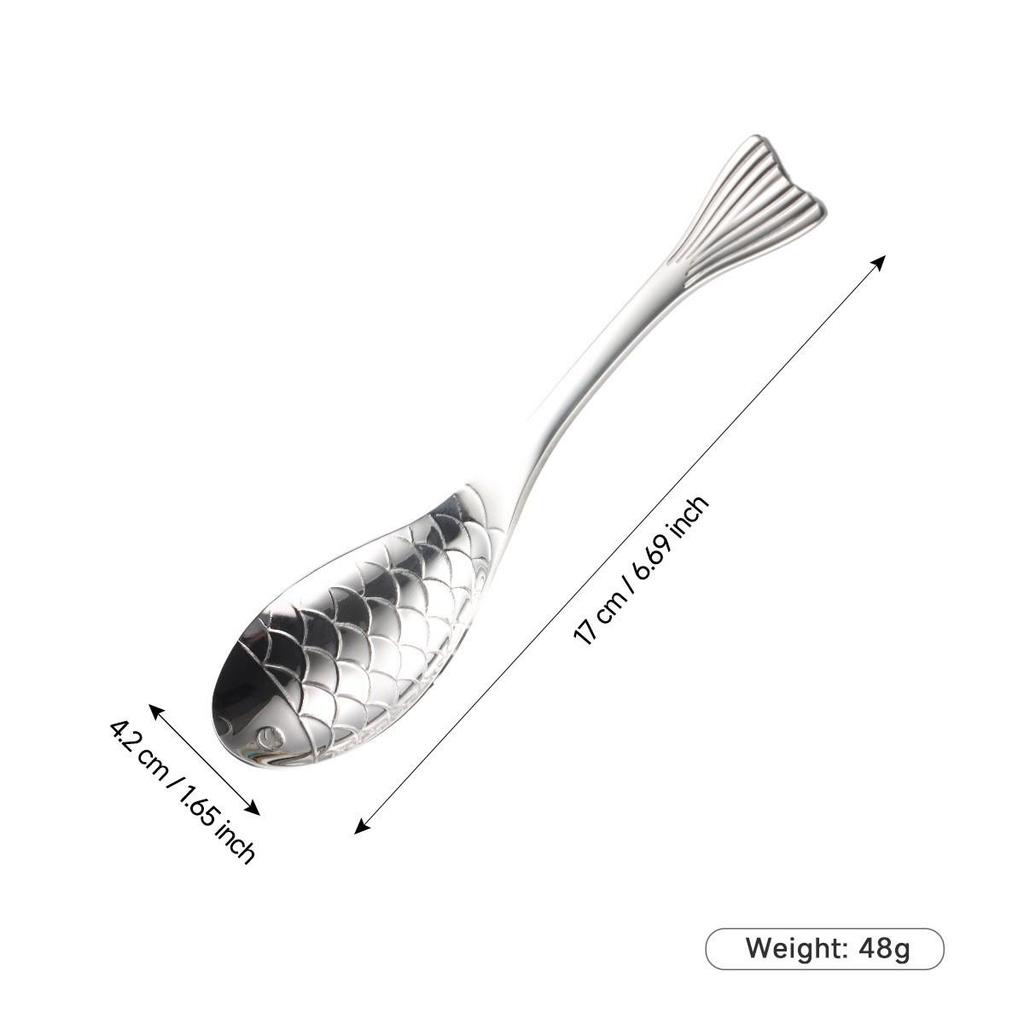 Gold-Plated 304 Stainless Steel Spoon - Creative Cartoon Fish Design, Perfect for Soup, Dessert, Rice, Stirring, and Teaspoon Uses.