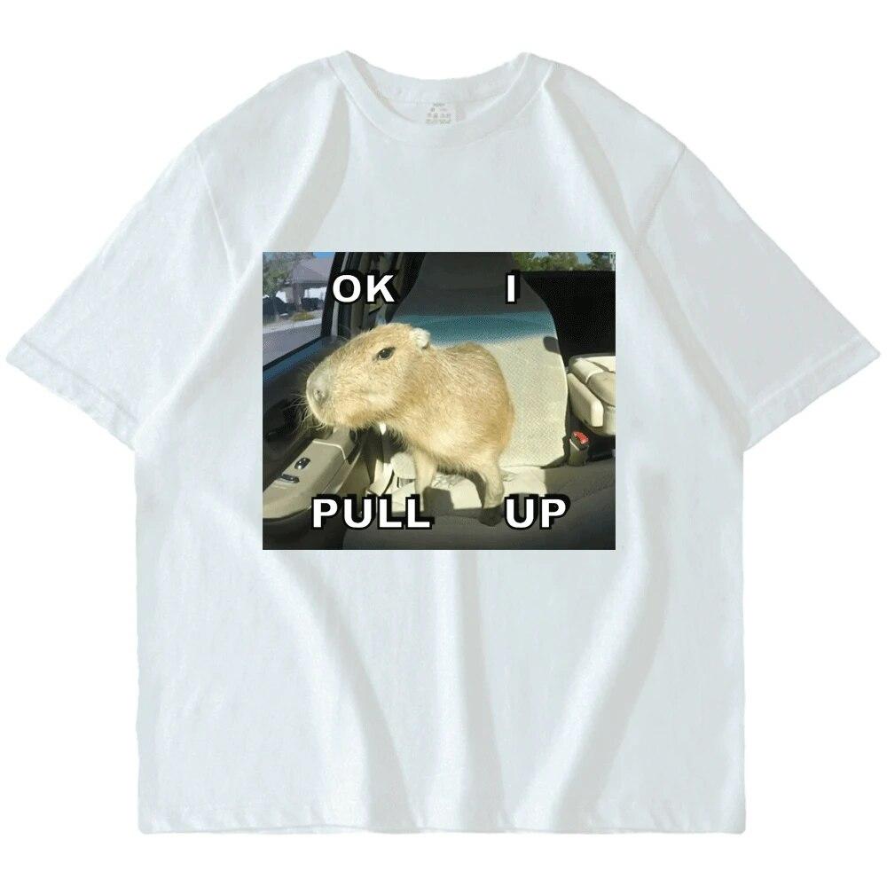 Capybara Meme lustige Streetwear Auto Pull Up Print T Shirt Capybaras Tops T-Shirts Shirt für Unisex Frauen Kawaii Vintage Sommer T-shirt