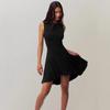 Ladies' Slim Fit Solid Color Sleeveless Sexy One Neck Dress with Cinched Waist for Slimming Back
