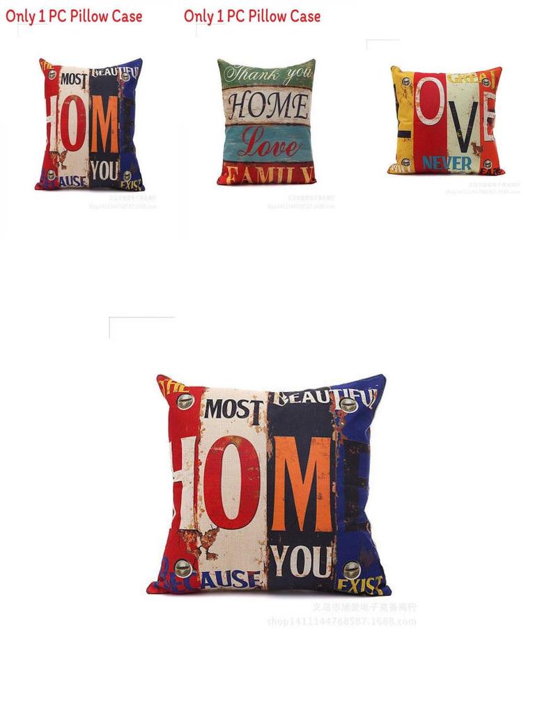 Premium Housse De Coussin Carr Coton Imprim Lettres Rtro Mlang For Timeless Elegance