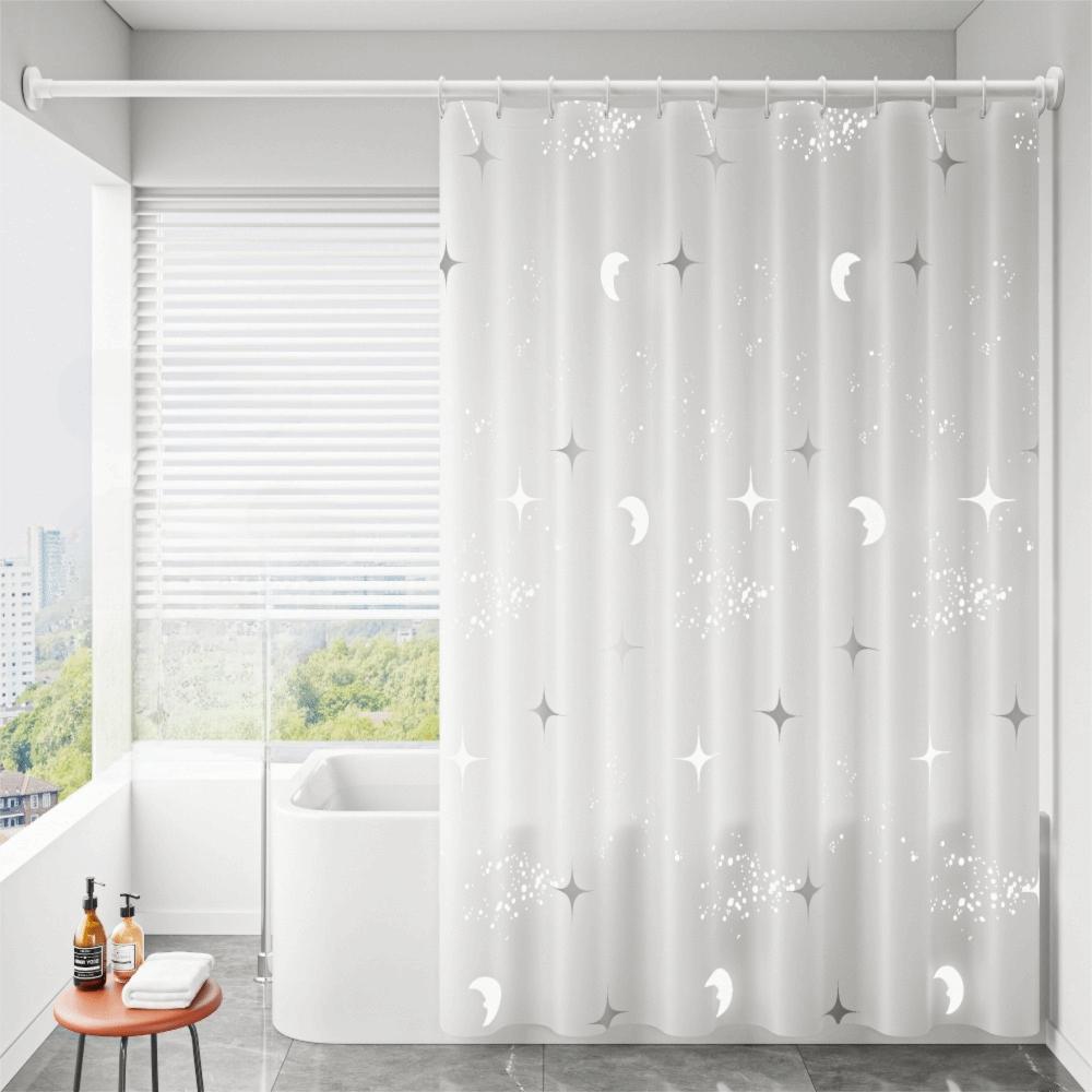 Mold-proof Bath Curtain with Hooks Toilet Curtain Modern Door Curtain  Hotel
