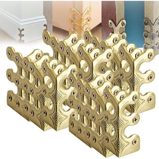 Skiffers Baseboard Corner Protectors | 20Pcs Solid Brass Skirting Board Corner Protector | Vintage Metal Aesthetic Home Decor Accessories for