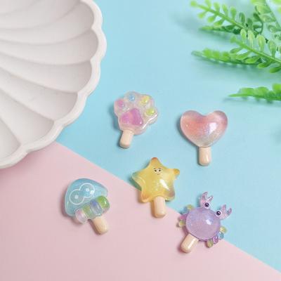 100Pcs Cartoon Ocean Popsicles Resin Cabochon Flatbacks Scrapbooking for Phone Decoration DIY Jewelry Making Dolls Accessories