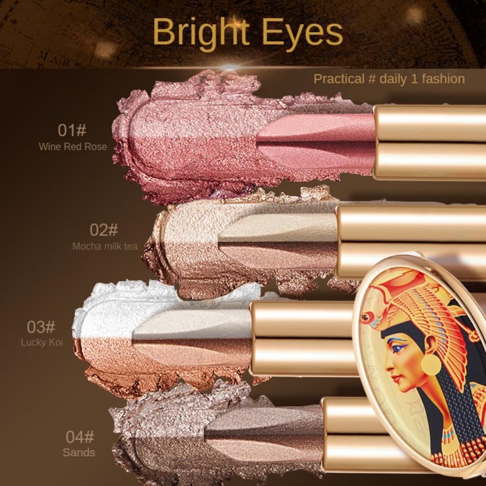 Verlaufender Zweifarben-Lidschattenstift, Ein-Klick-Lidschatten, Perlglänzende Erdfarbe, Nicht leicht abzutragen, Aufhellend