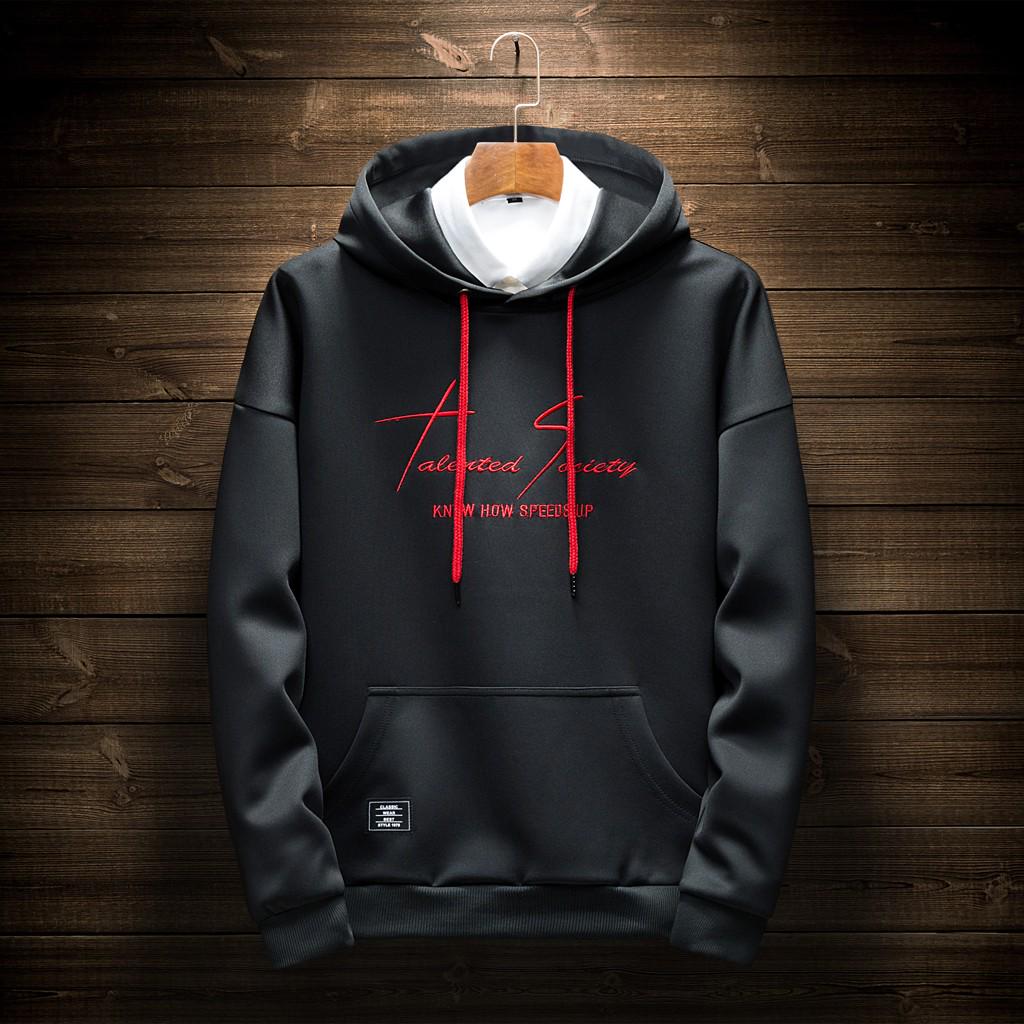 Men's New Fashion  Winter Hooded Long Sleeved Jacket Letter Tops