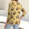 Women's Fashion Casual Print Button-down Shirt 3/4  Sleeve Tops