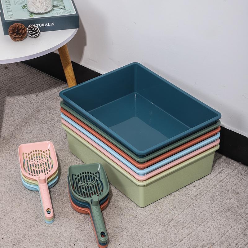Semi-Enclosed PP Cat Litter Box: Square Design, Easy Clean, Cross-Border Support