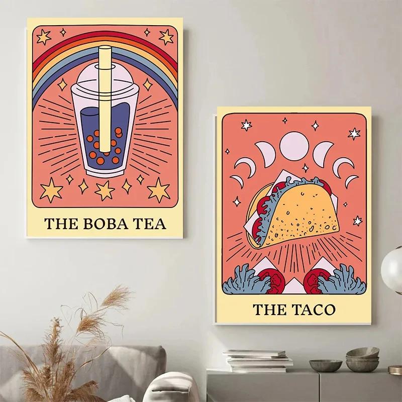 Funky Art Food Card Beer Ice Cream Chocolate Coffee Pizza Posters Canvas Painting Wall Prints Picture for Living Room Home Decor