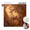 DIY Mini Framed Pearl Painting Kit Golden Christmas Reindeer 3D Sparkling Bead Art Canvas Relaxing Craft for Desk Decor Gift Hobby Art Work