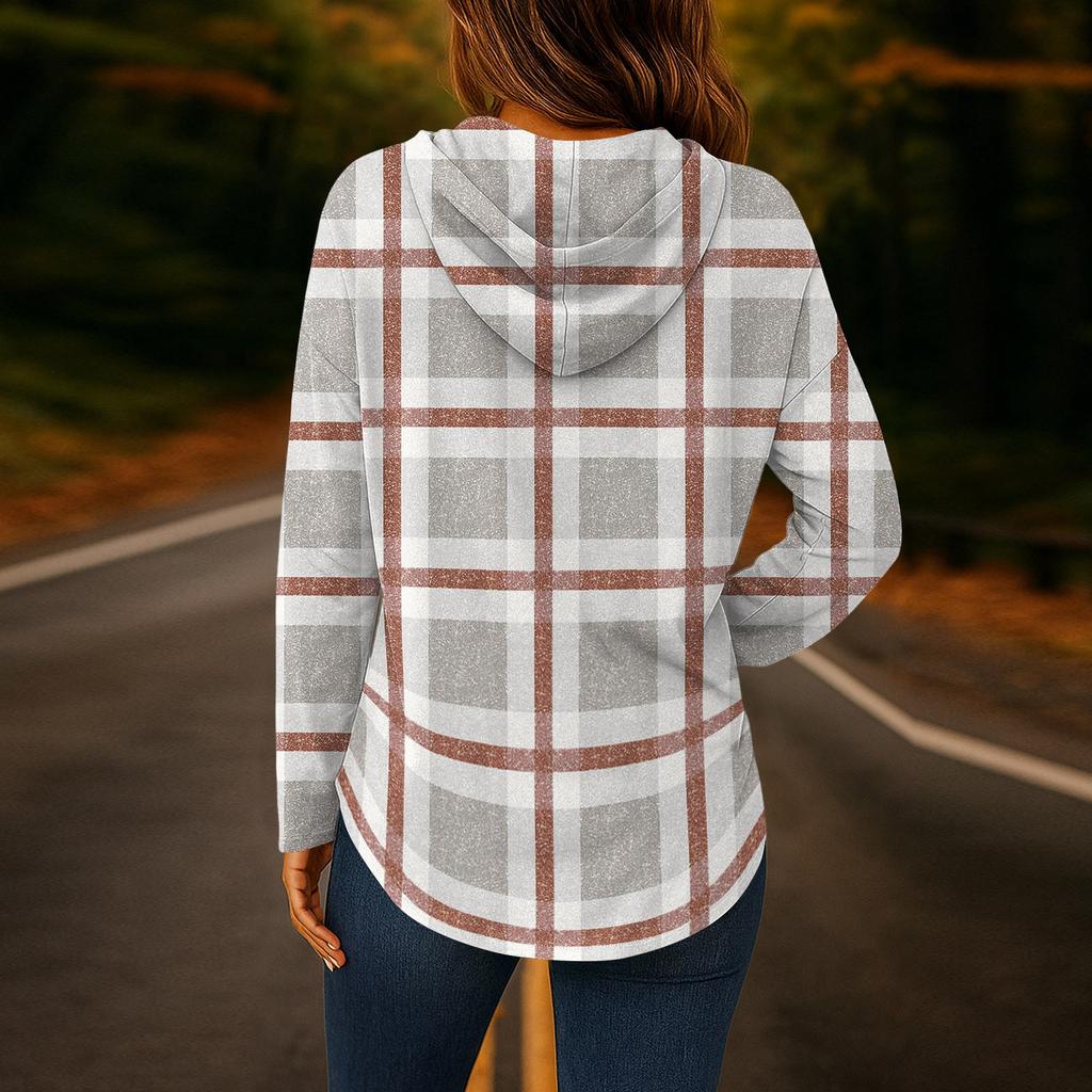 Damenmode Kapuzenpullover V-Ausschnitt Langarm Geblümter Kordelzug Lässig Locker Pullover Tops